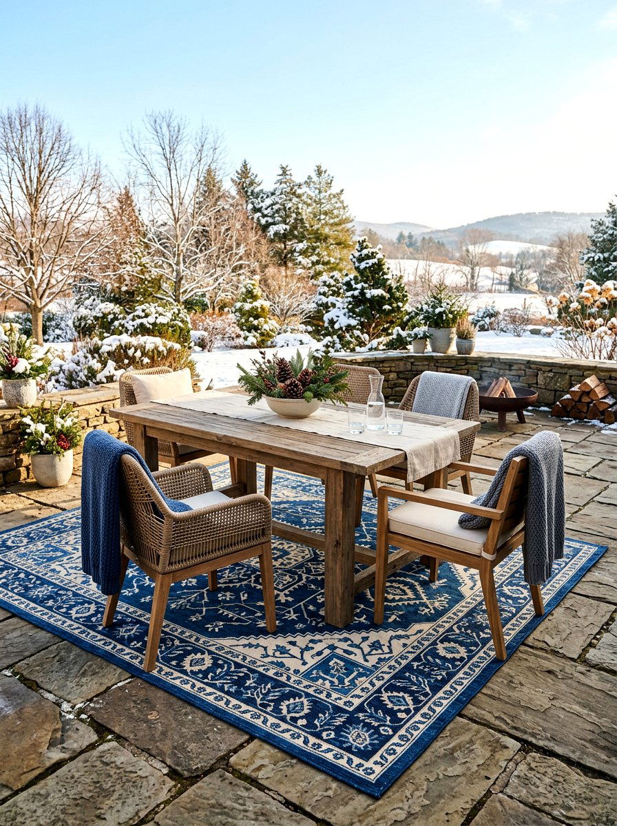 Outdoor Rug Area - 30 winter garden ideas