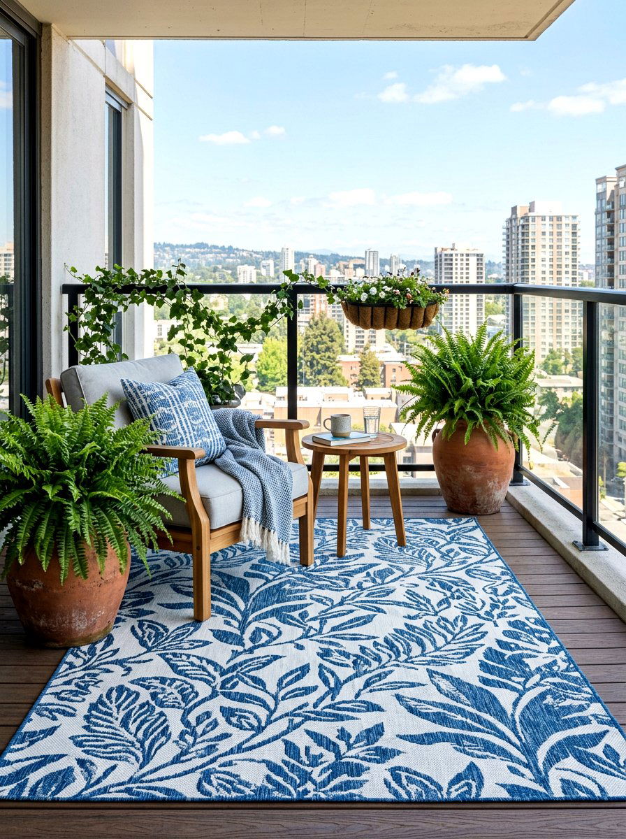 Outdoor Rug Greenery - 30 condo balcony garden ideas