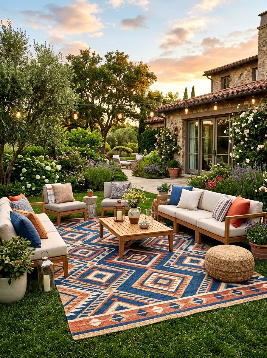 Outdoor Rug Lounge - 30 outdoor movie night ideas