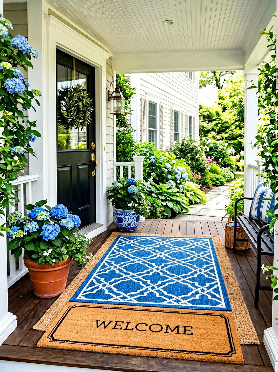 Outdoor Rug Over Larger Mat - 30 layered rug ideas