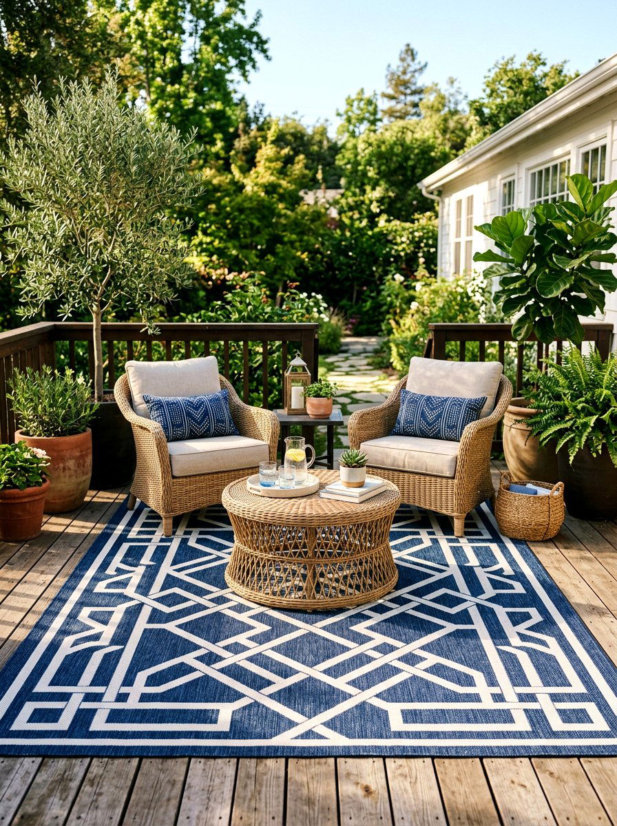 Outdoor Rug Setup - 30 backyard entertaining ideas