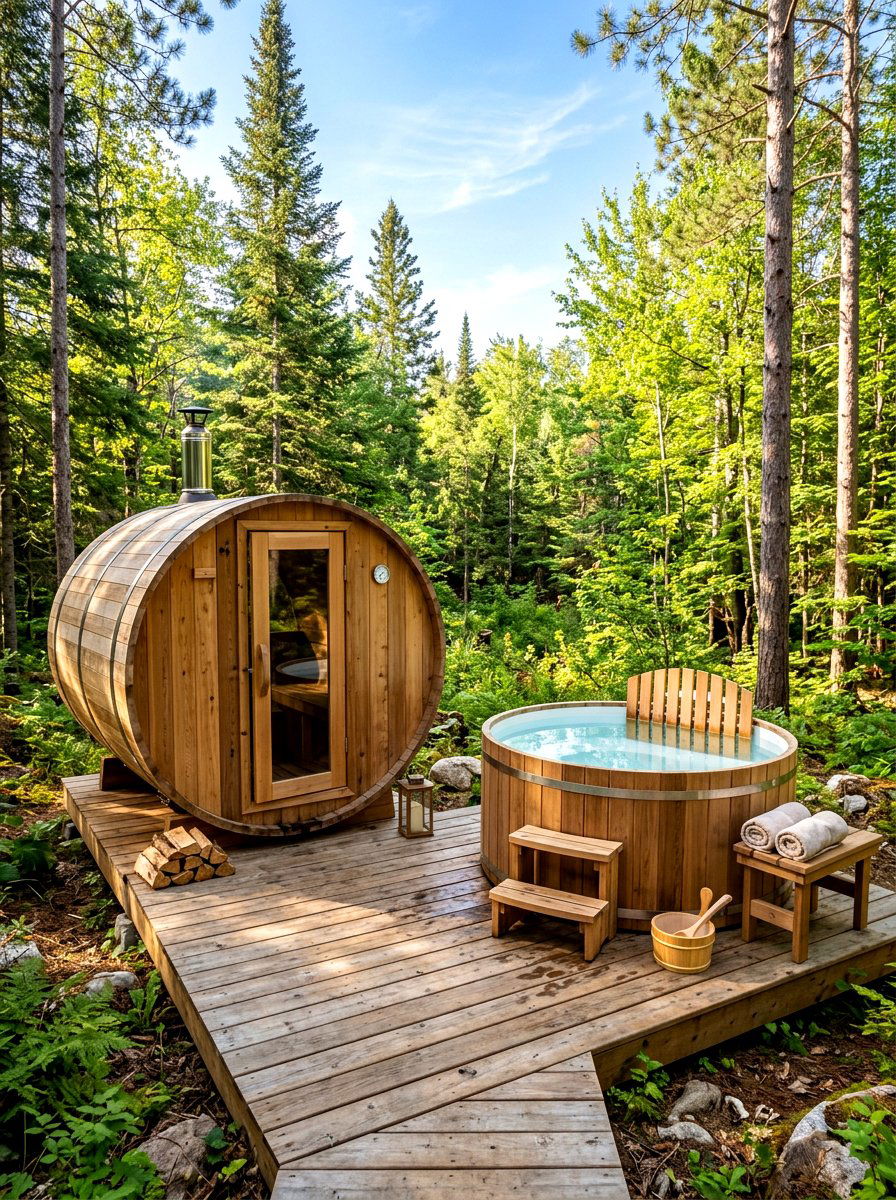 Outdoor Sauna Cold Plunge Combo - 30 cold plunge patio ideas