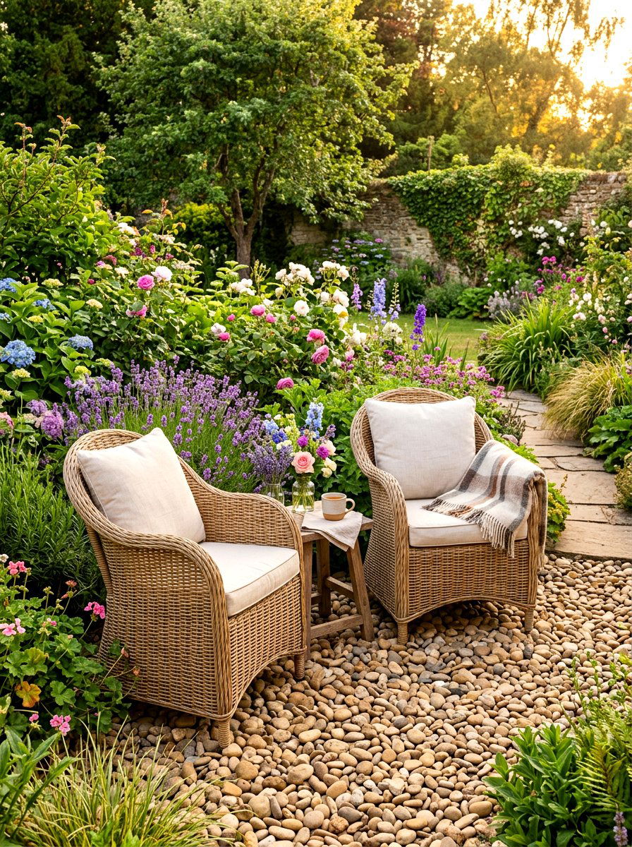 Outdoor Seating Area - 30 river rock landscaping ideas