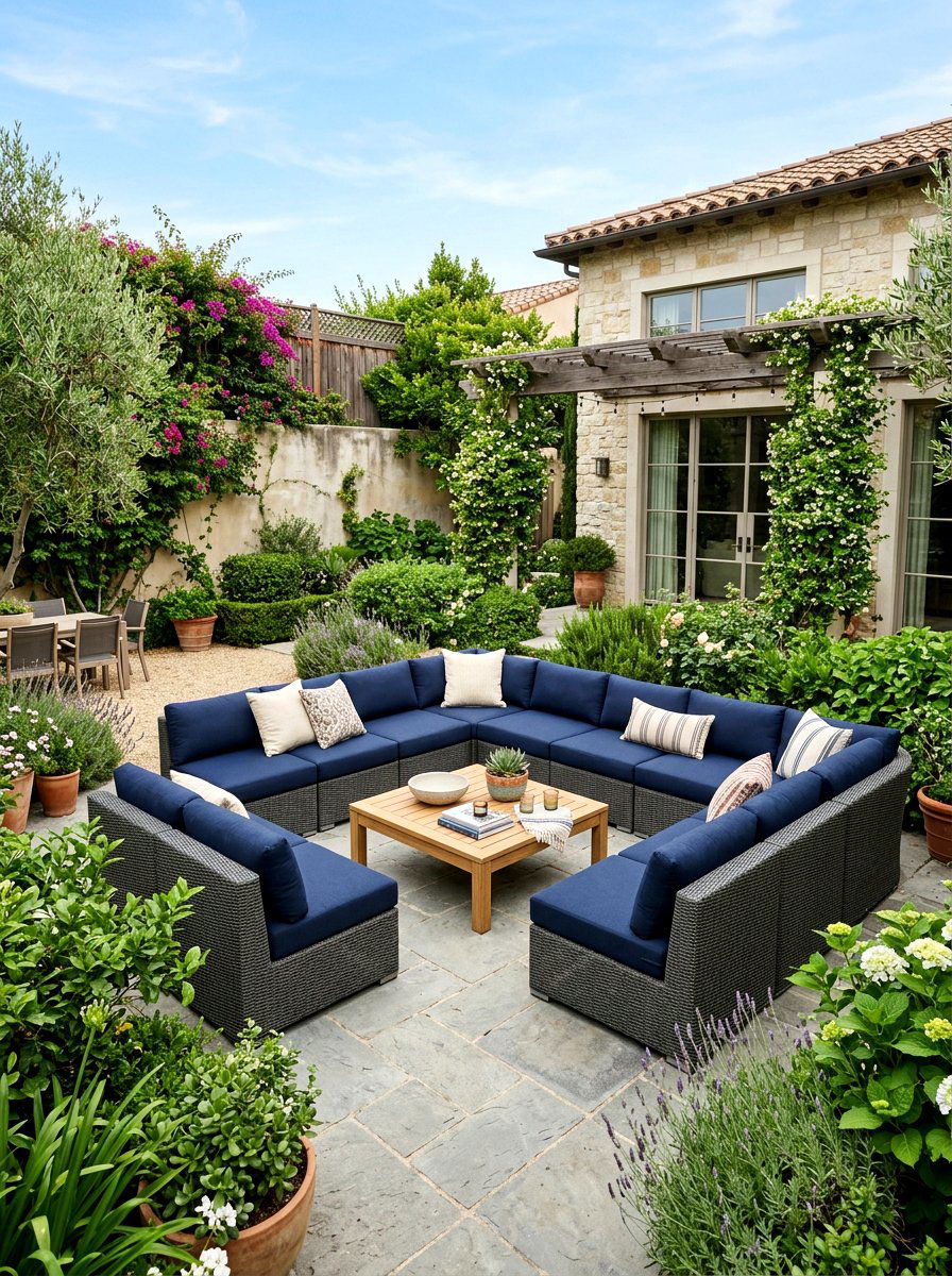Outdoor Sectional Courtyard - 30 courtyard conversation area ideas