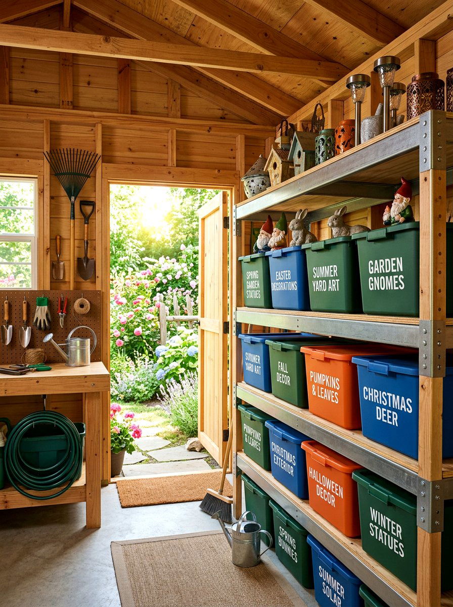 Outdoor Shed Shelving - 30 seasonal decor storage ideas