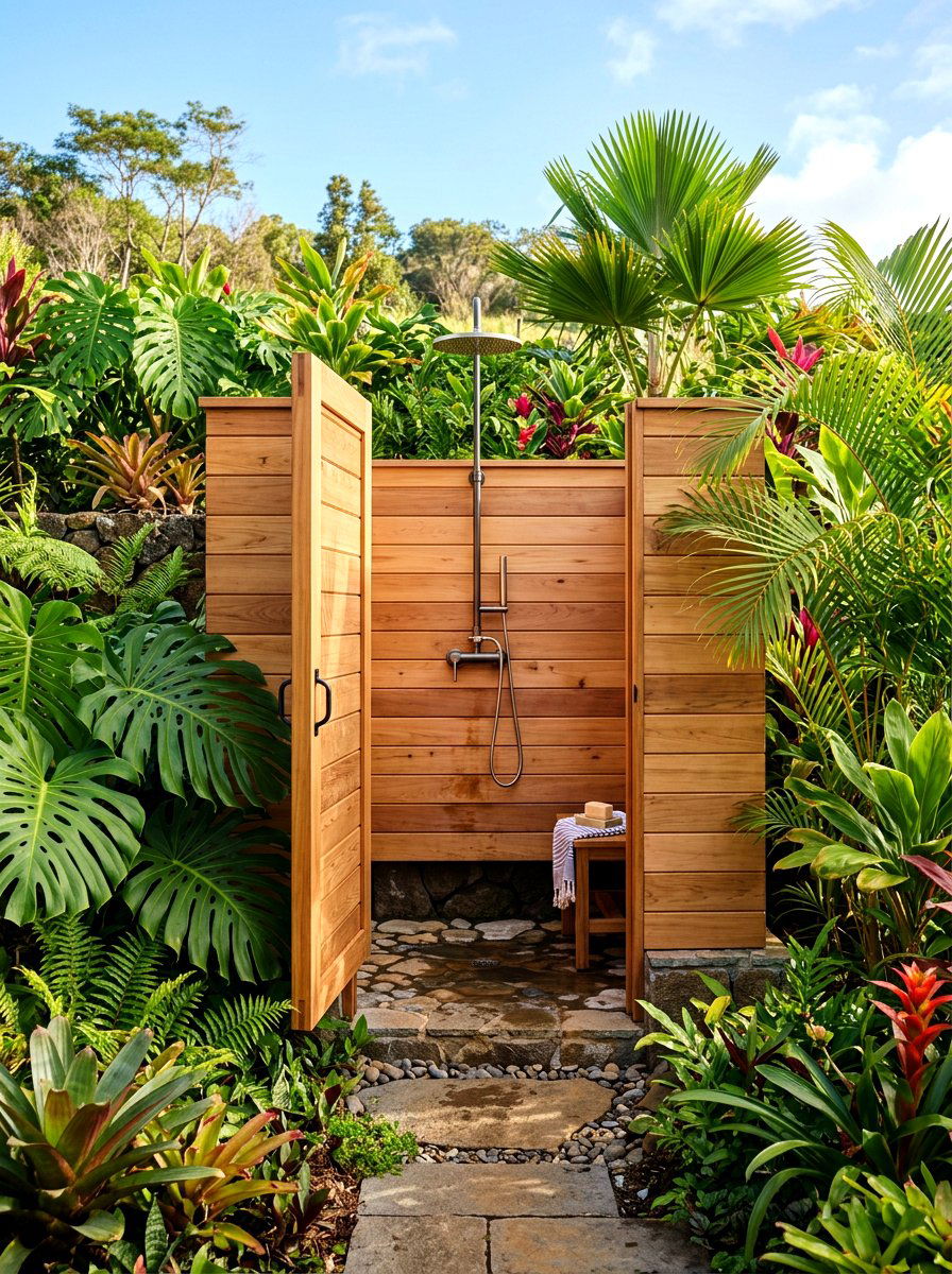 Outdoor Shower - 30 entertainer backyard ideas