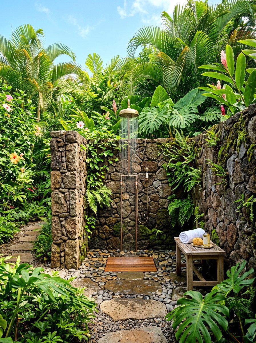 Outdoor Shower - 30 island style home ideas