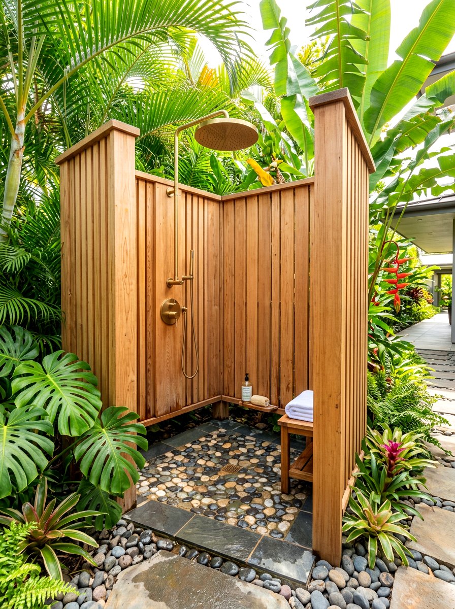 Outdoor Shower - 30 sunny backyard ideas
