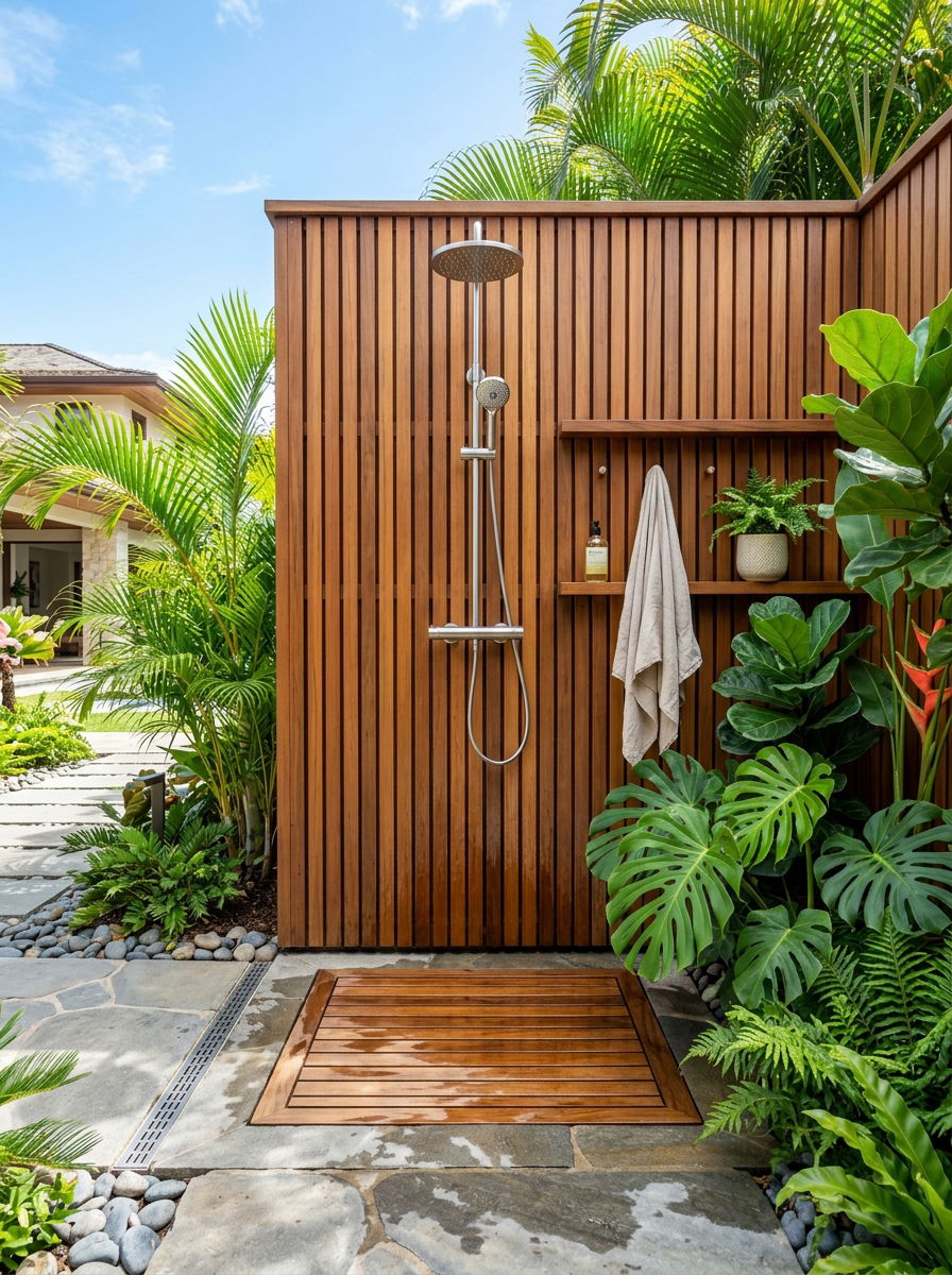 Outdoor Shower Area - 30 rooftop deck ideas