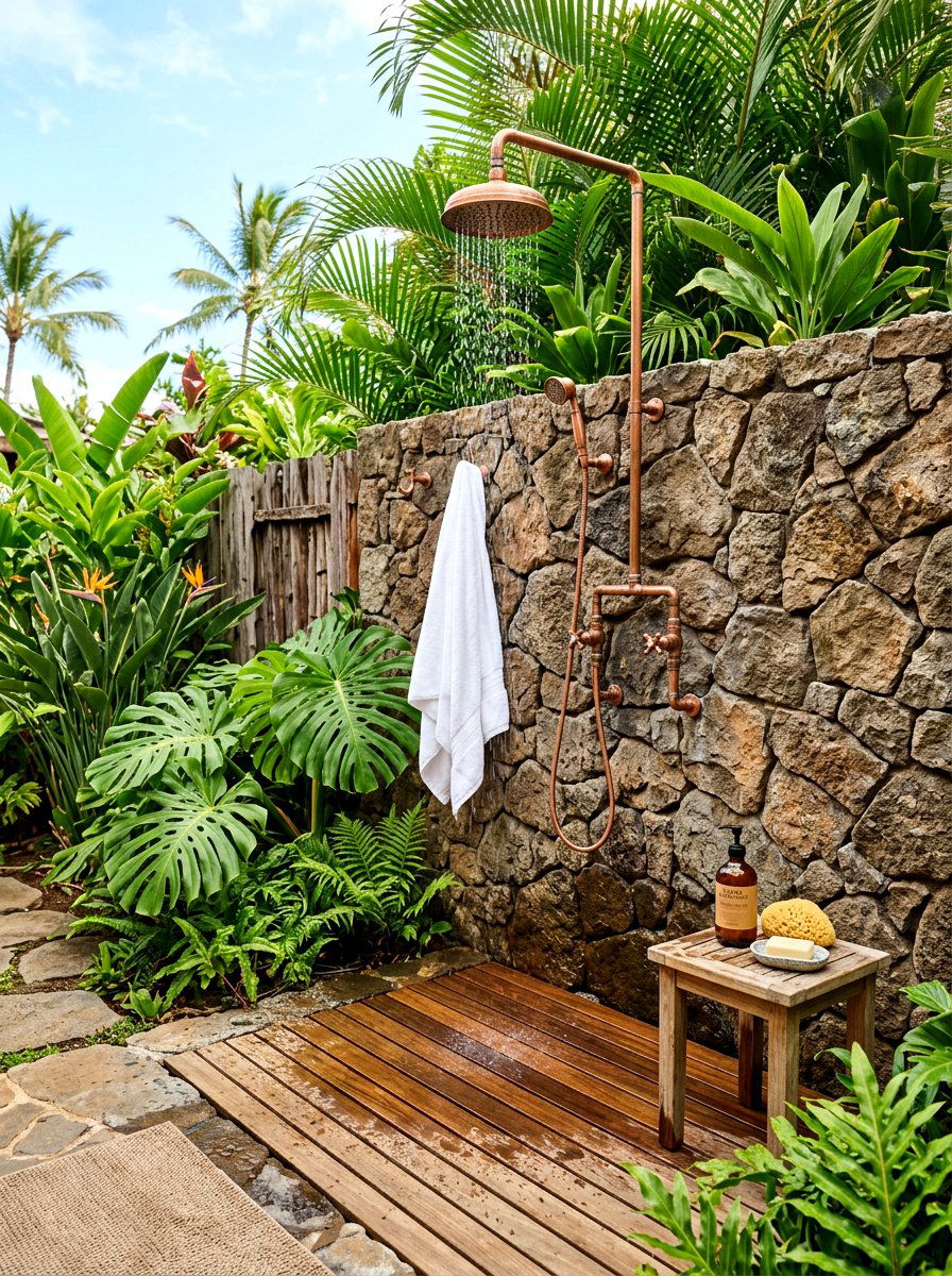 Outdoor Shower Area - 30 Mediterranean patio ideas