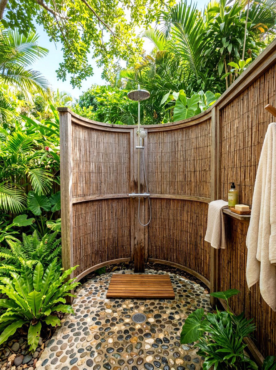 Outdoor Shower Privacy Wall - 30 reed fence ideas