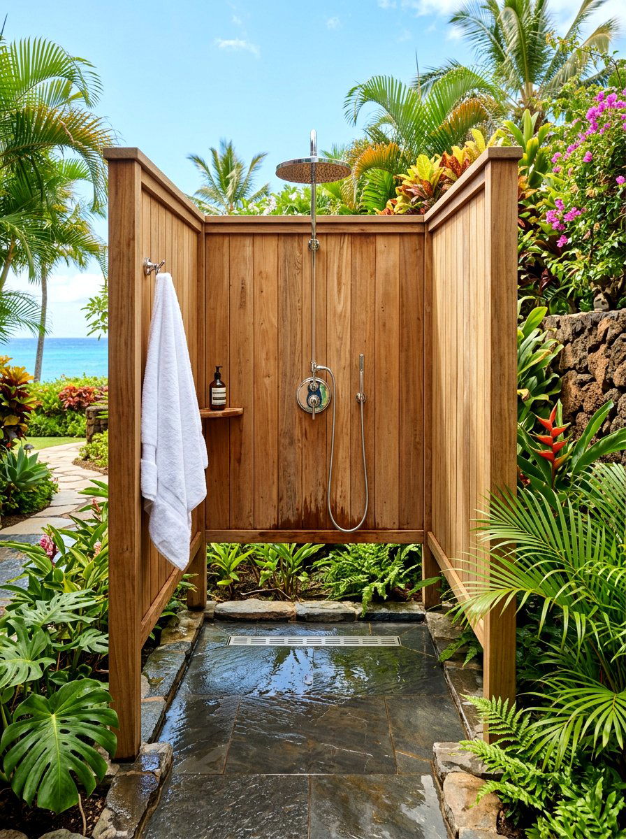 Outdoor Shower Station - 30 family backyard ideas