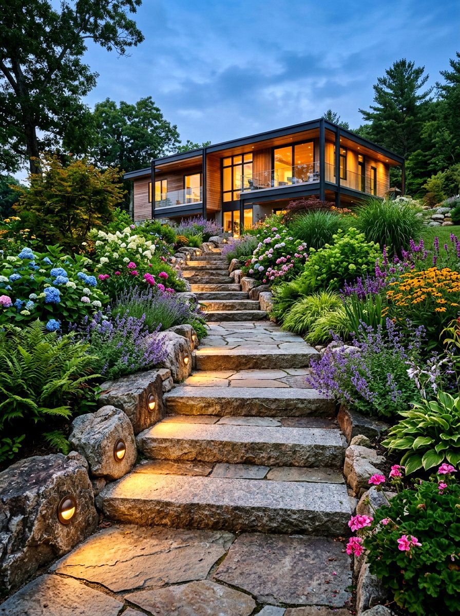 Outdoor Stone Step Lights - 30 staircase lighting ideas