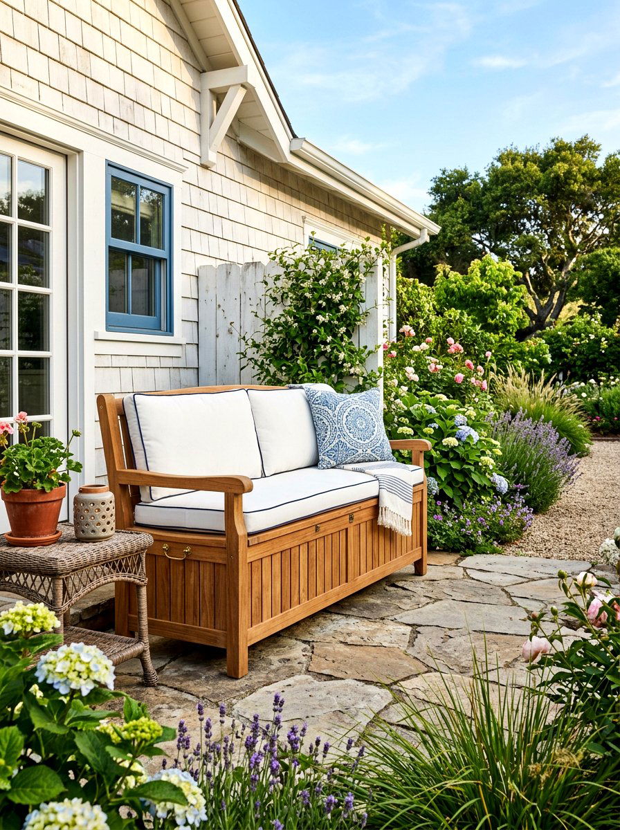 Outdoor Storage Bench Seat - 30 side yard storage ideas