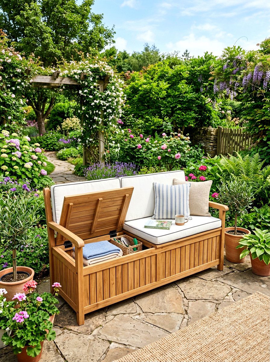 Outdoor Storage Box Bench - 30 built in patio bench ideas