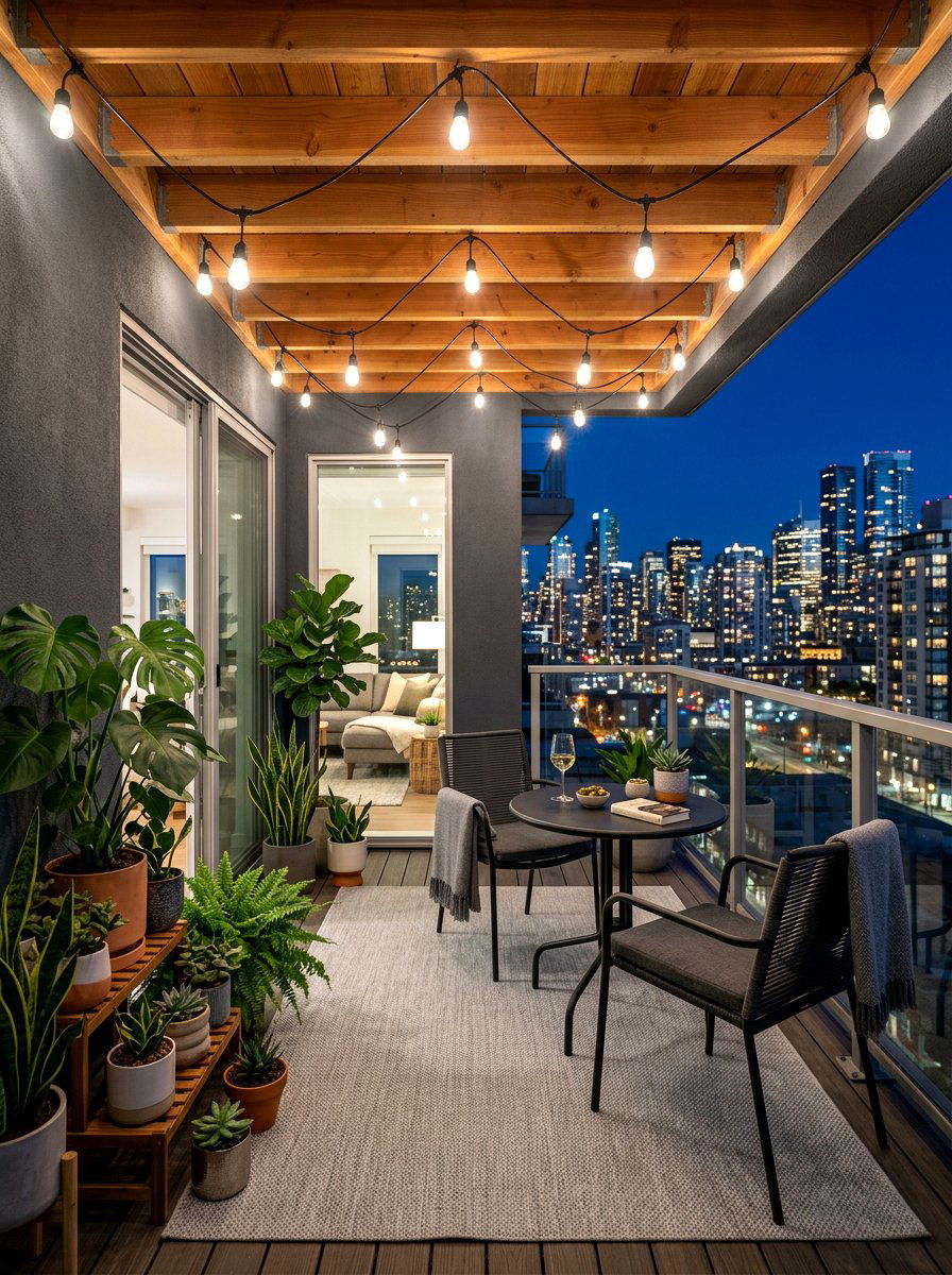 Outdoor String Lights - 30 apartment patio lighting ideas