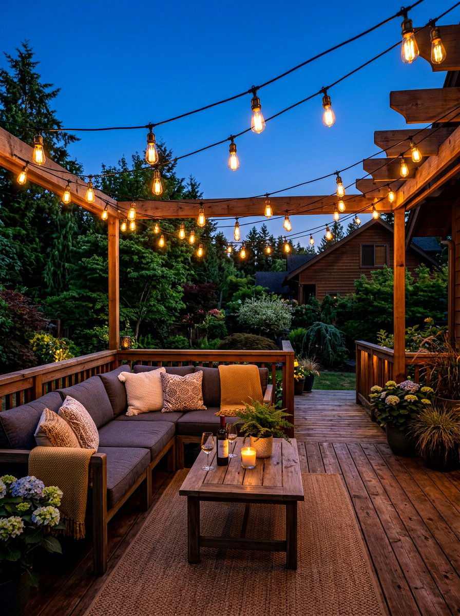 Outdoor String Lights - 30 Pinterest backyard makeover ideas