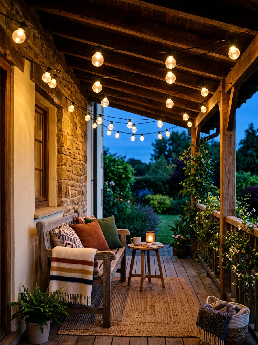 Outdoor String Lights - 30 spring front porch ideas
