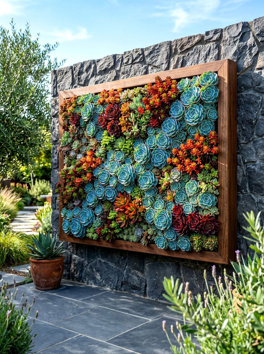 Outdoor Succulent Wall - 30 vertical succulent garden ideas