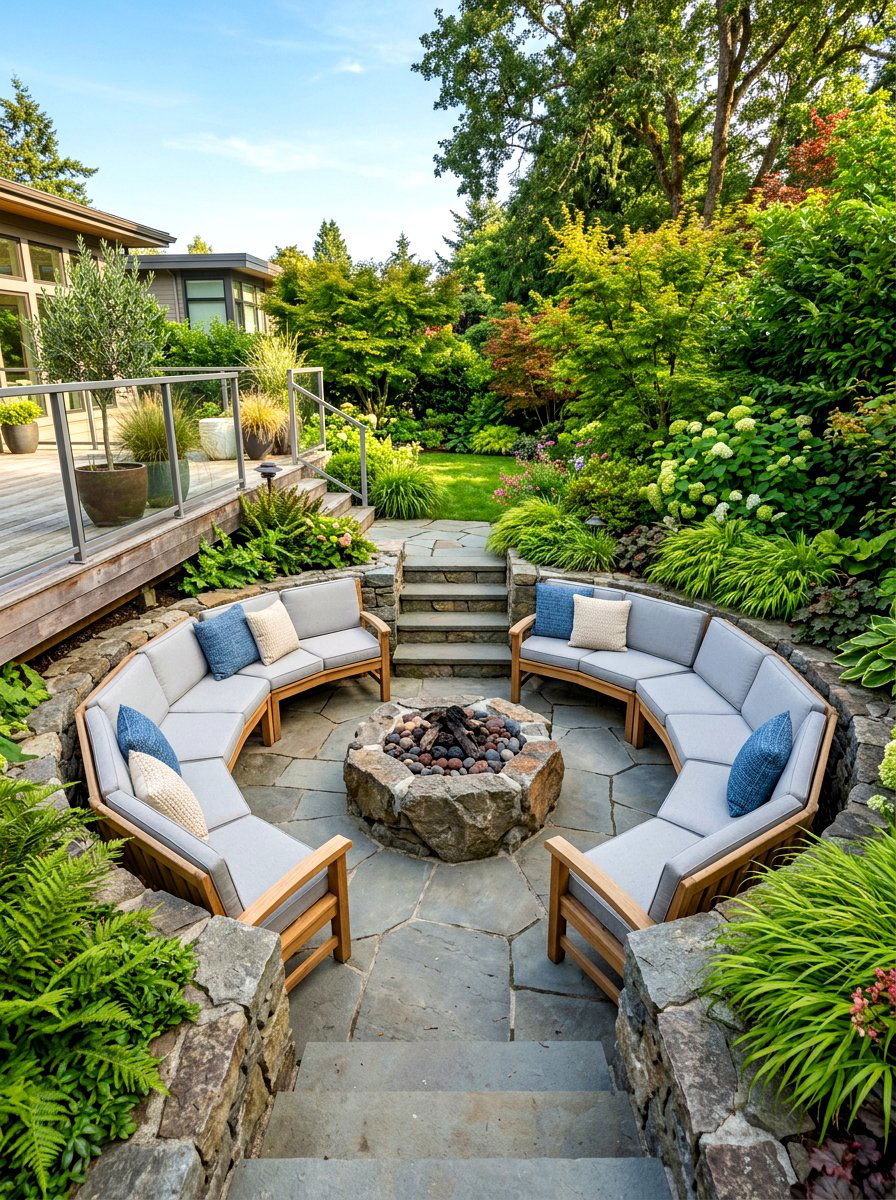 Outdoor Sunken Patio Seating - 30 conversation pit living room ideas