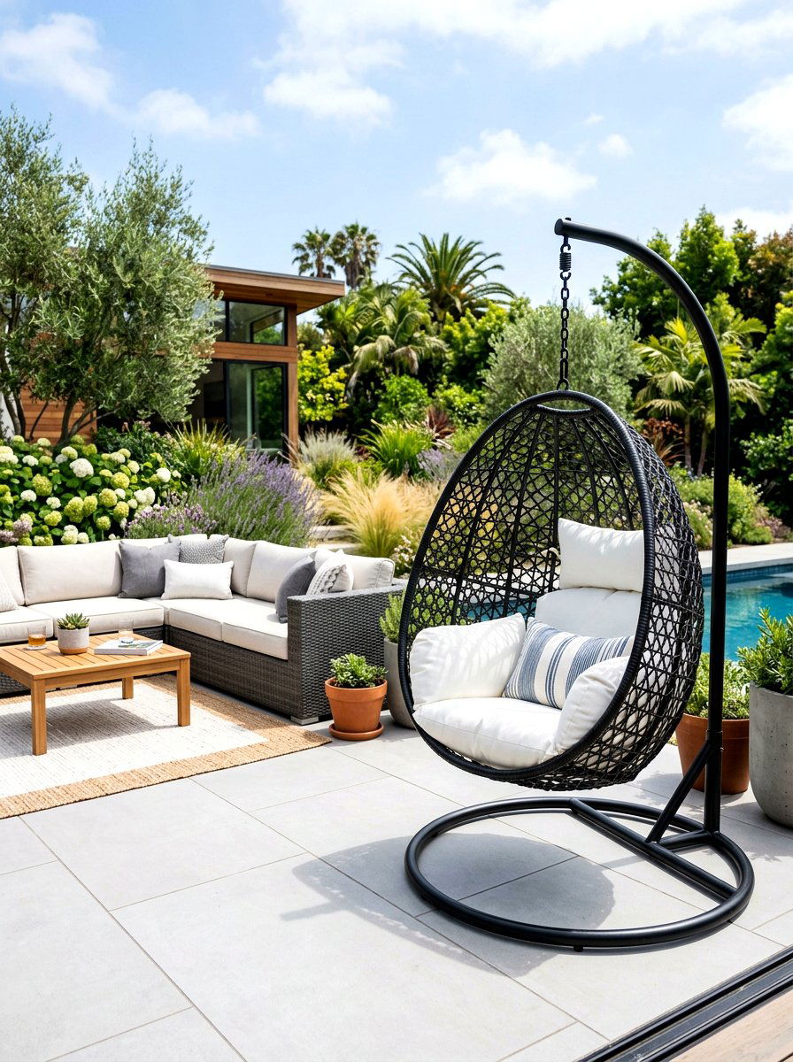 Outdoor Swing Chair - 30 modern backyard lounge ideas