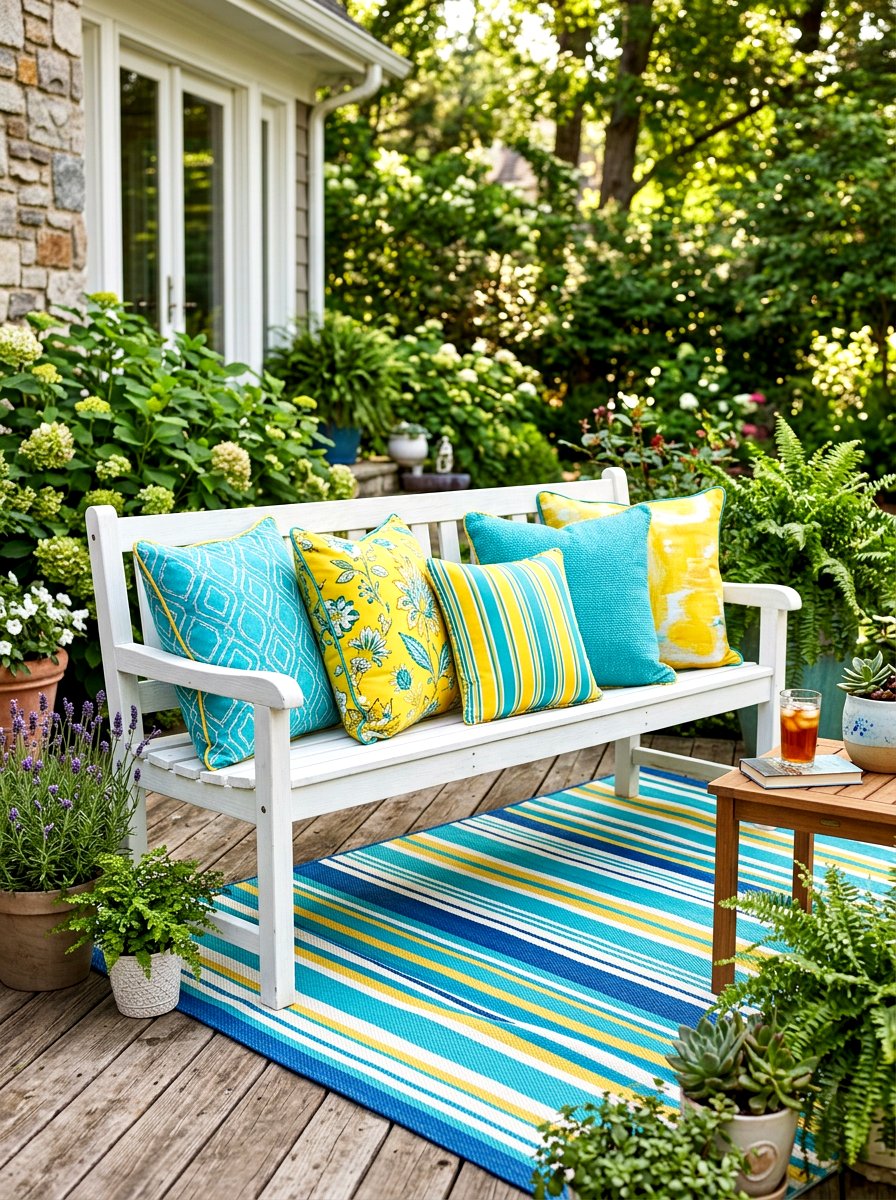 Outdoor Throw Pillow - 30 front stoop styling ideas