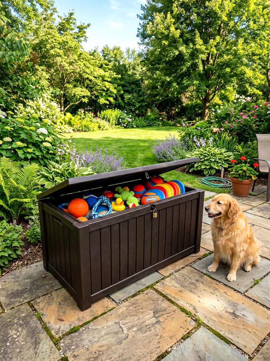 Outdoor Toy Storage Bin - 30 organizing pet supplies ideas