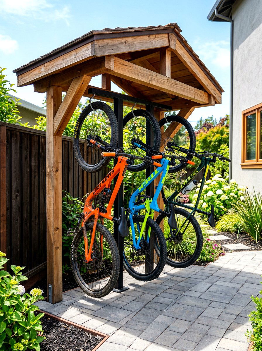 Outdoor Vertical Bike Rack - 30 side yard storage ideas