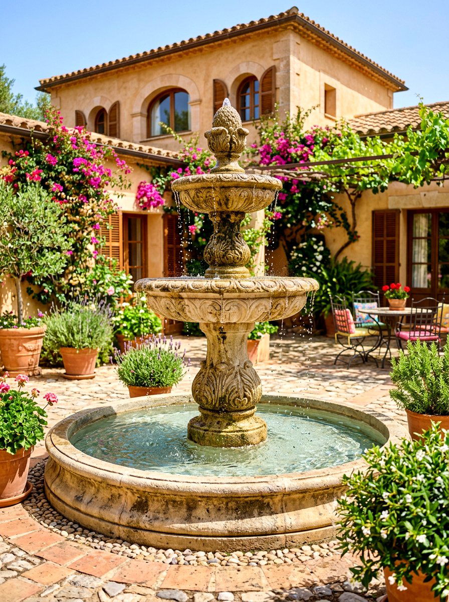 Outdoor Water Fountain - 30 outdoor garden decor ideas