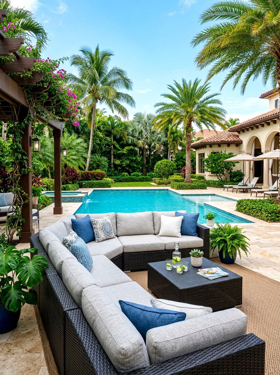 Outdoor Wicker Patio - 30 palm beach decor ideas