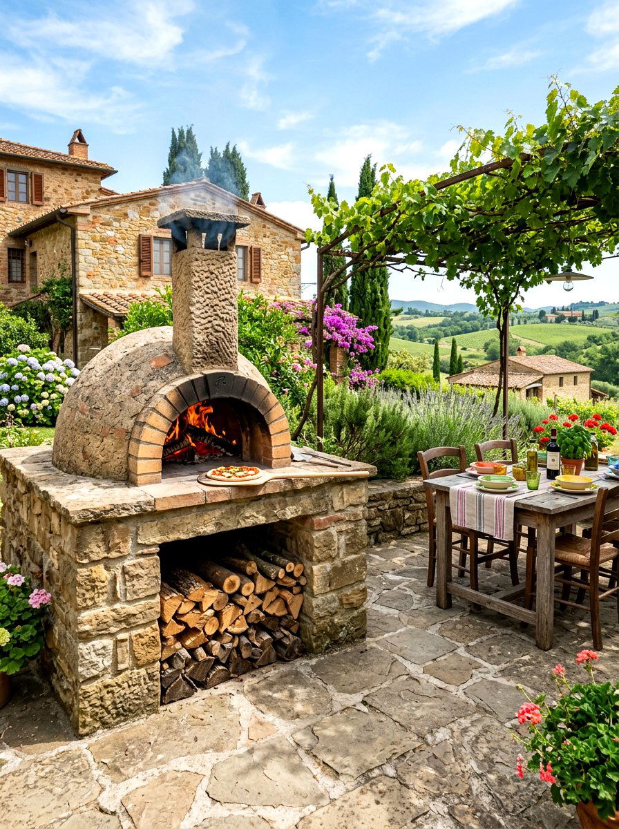 Outdoor Wood Fired Pizza Oven - 30 Tuscan revival patio ideas