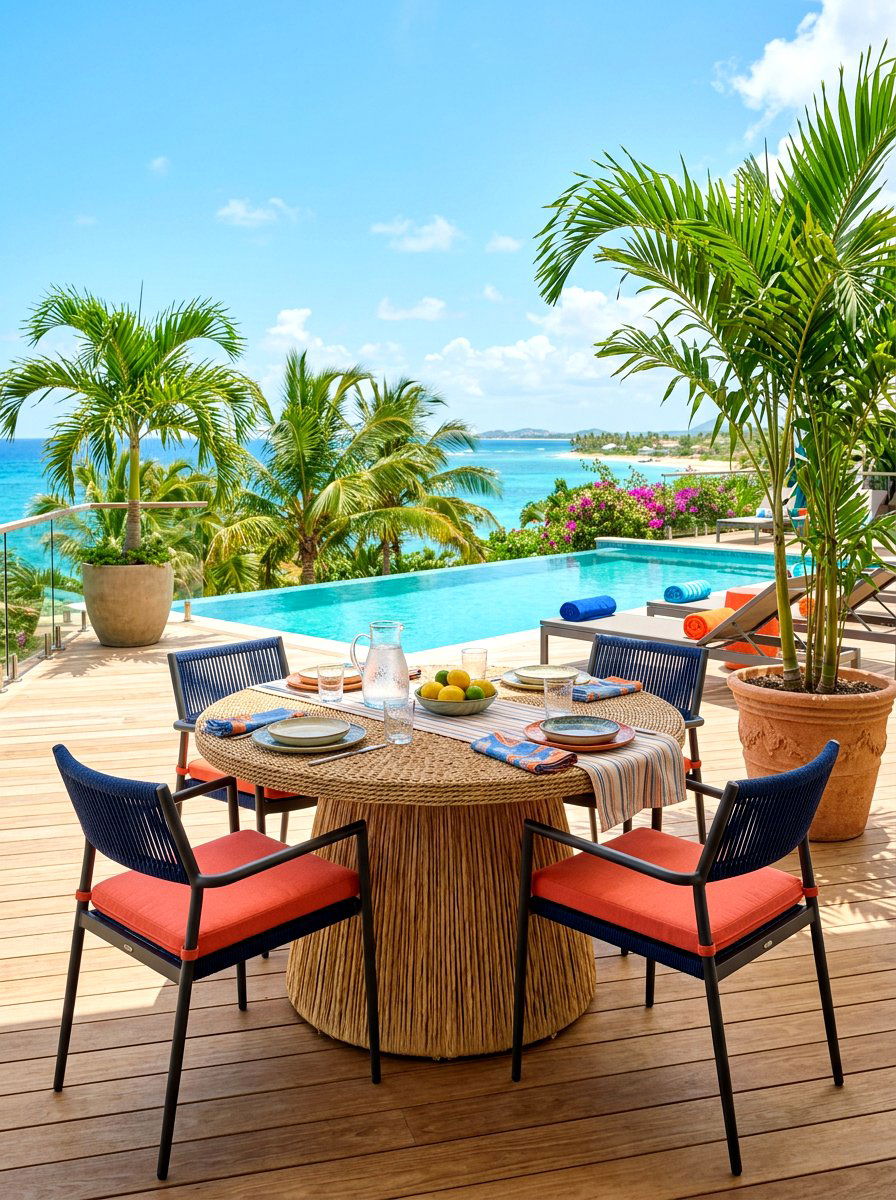 Outdoor Woven Texture Table - 30 skirted table ideas