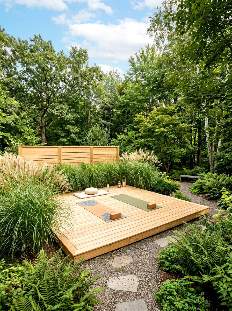 Outdoor Yoga Deck - 30 warm minimalist backyard ideas