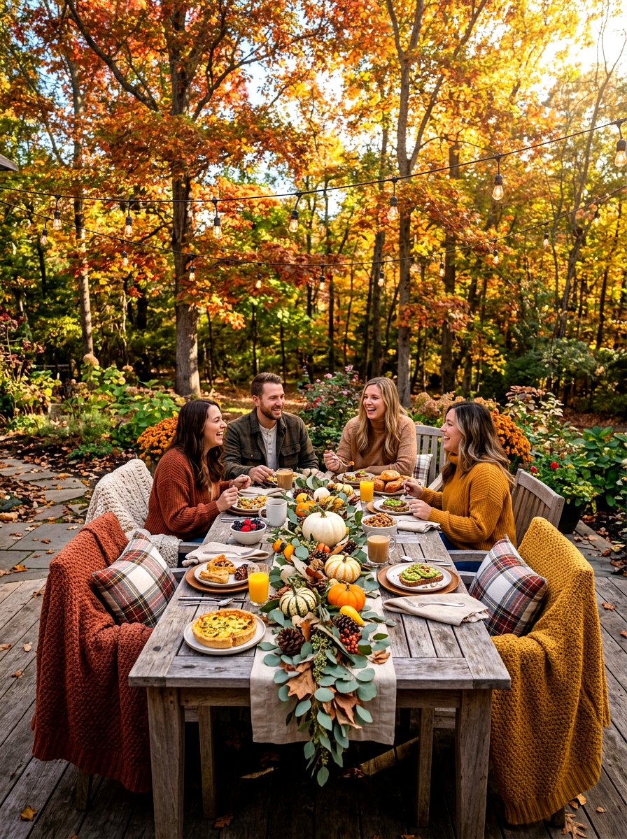 Outdoor al fresco brunch - 30 Thanksgiving brunch table ideas