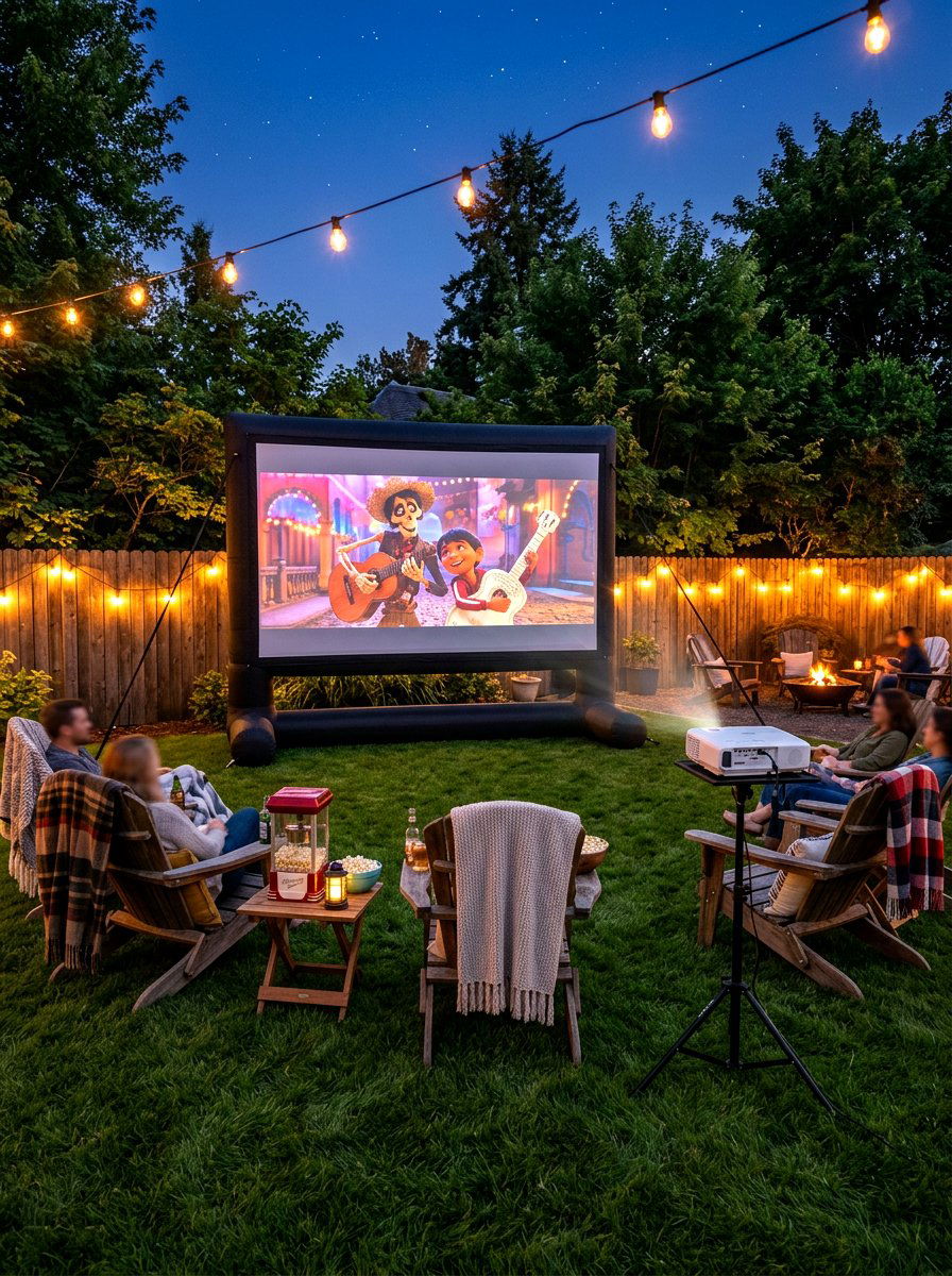Outdoor backyard movie theater - 30 projector room ideas