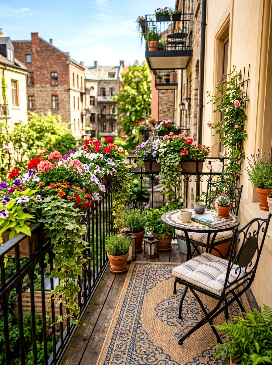 Outdoor balcony railing - 30 hanging planter ideas