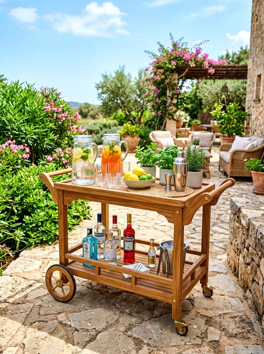 Outdoor bar cart - 30 small patio ideas