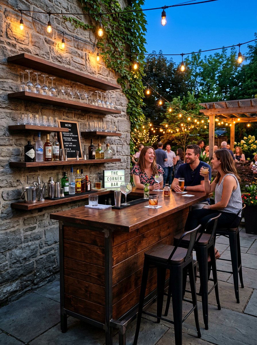 Outdoor bar counter - 30 backyard corner ideas