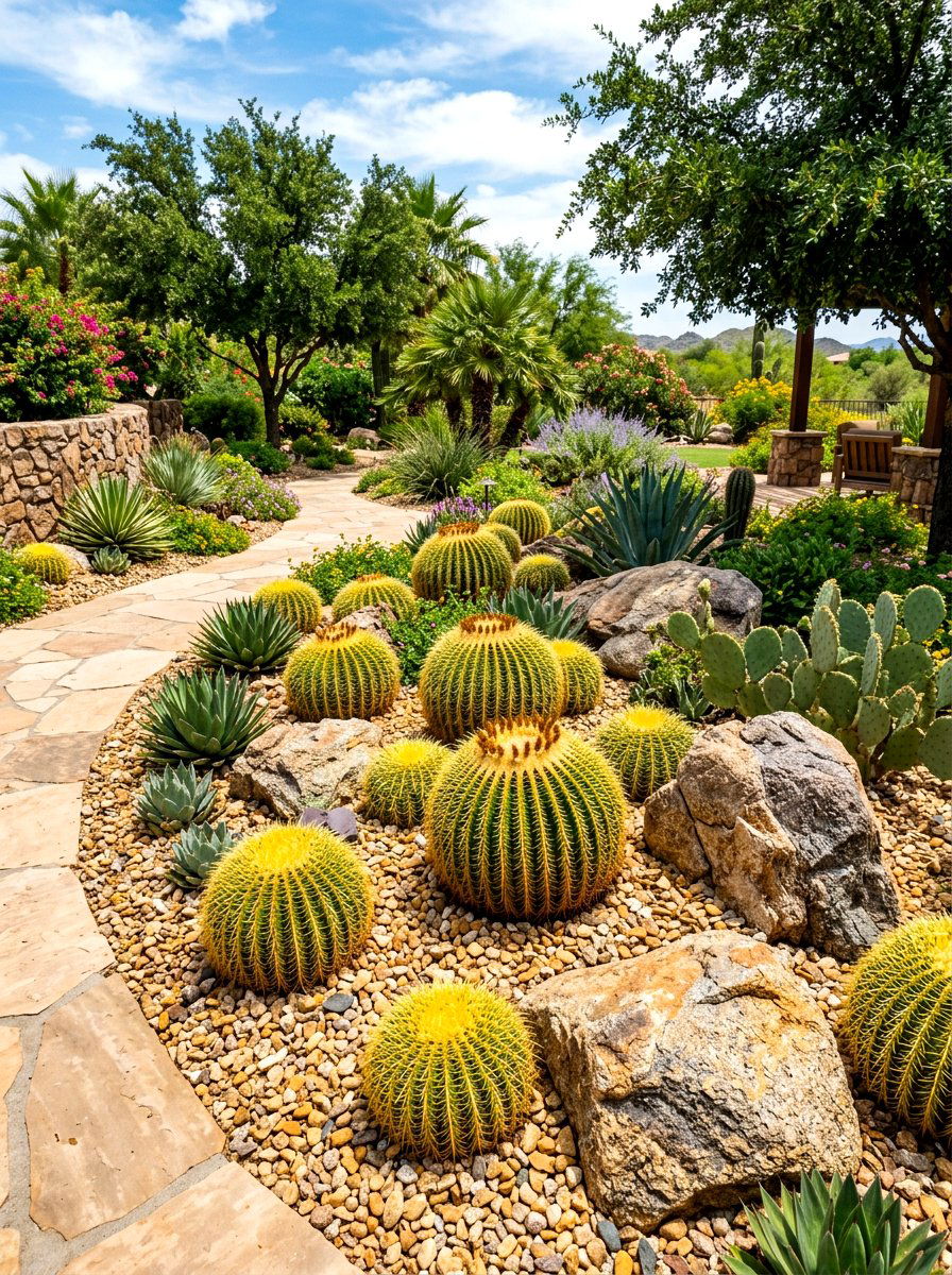 Outdoor cactus garden border - 30 cactus decor ideas