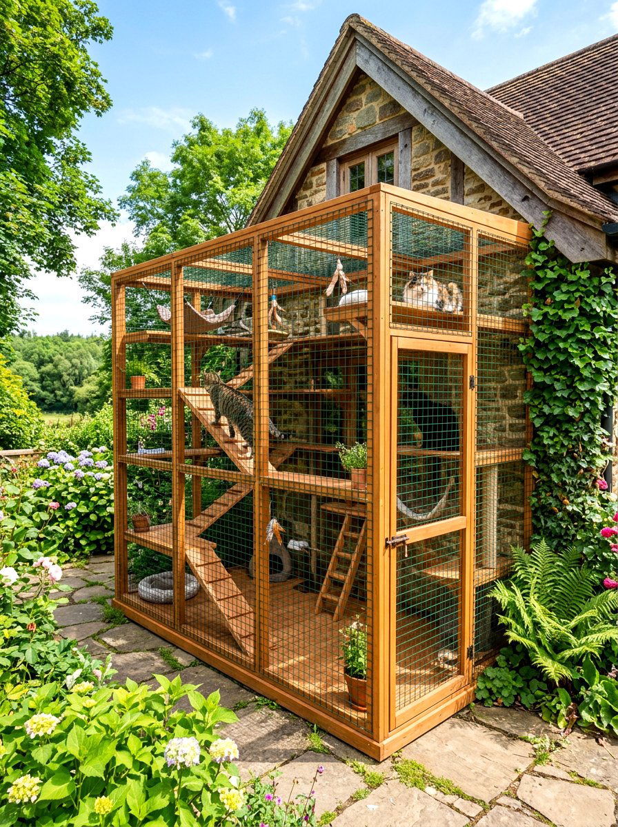 Outdoor catio wall - 30 cat climbing wall ideas
