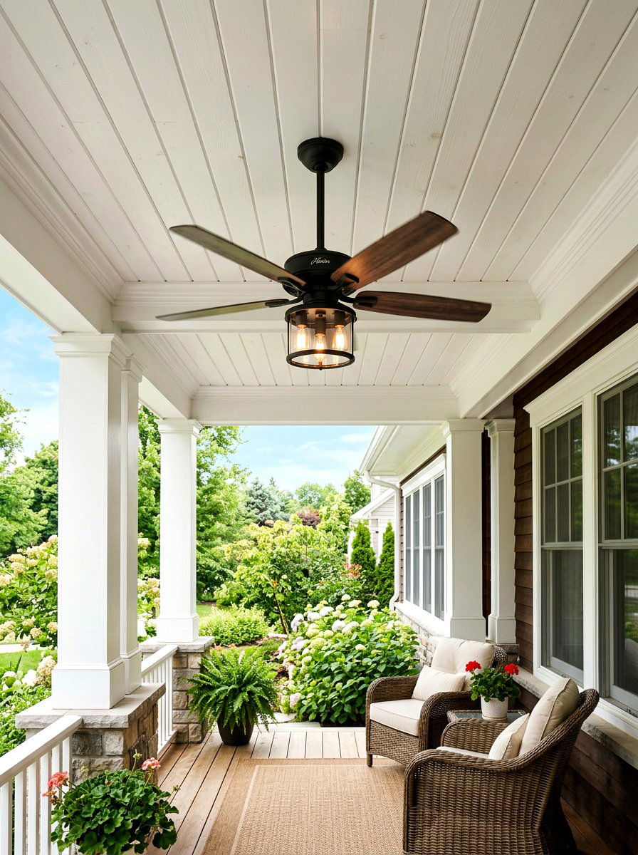Outdoor ceiling fan for porch - 30 colonial front porch ideas