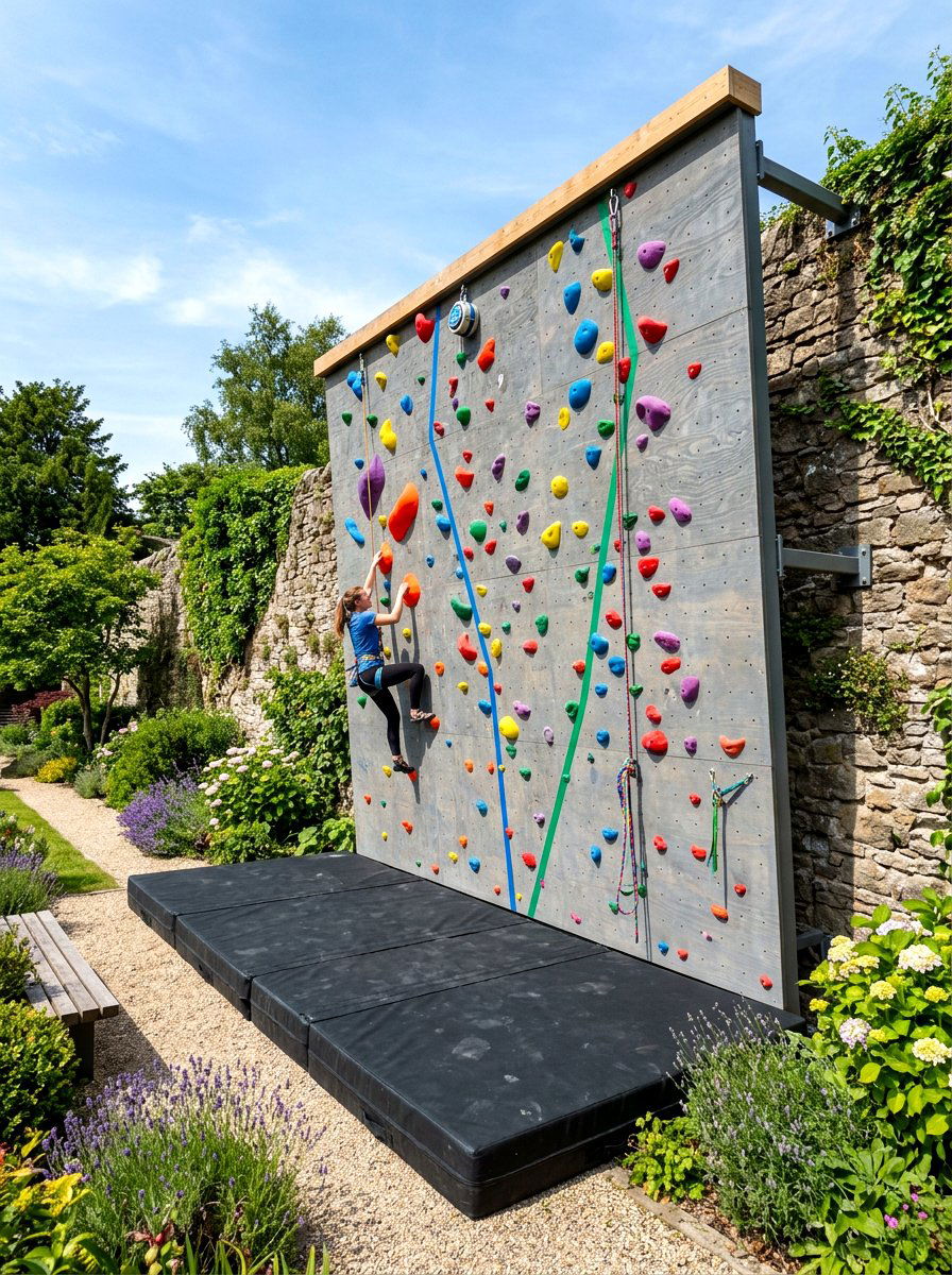 Outdoor climbing wall - 30 kids backyard play area ideas