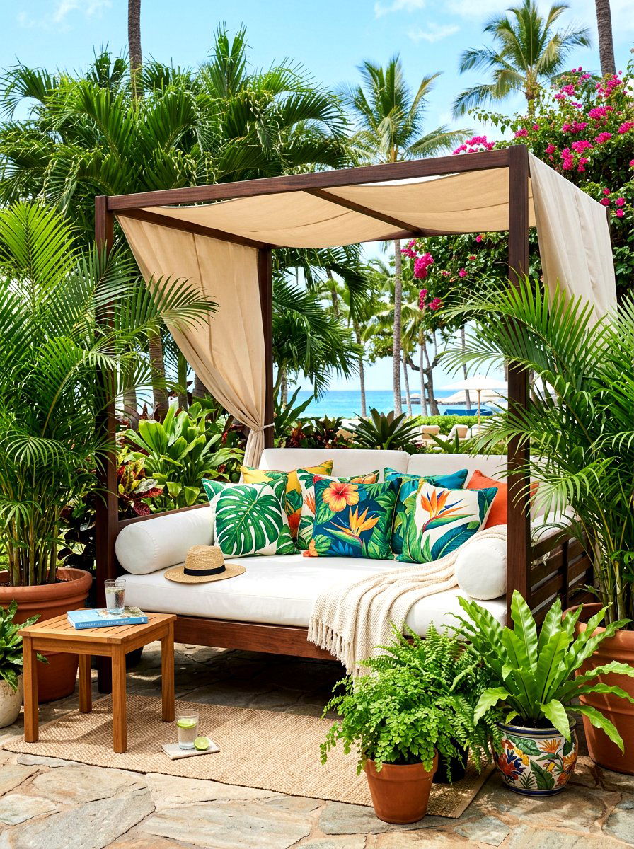 Outdoor daybed area - 30 outdoor reading garden ideas