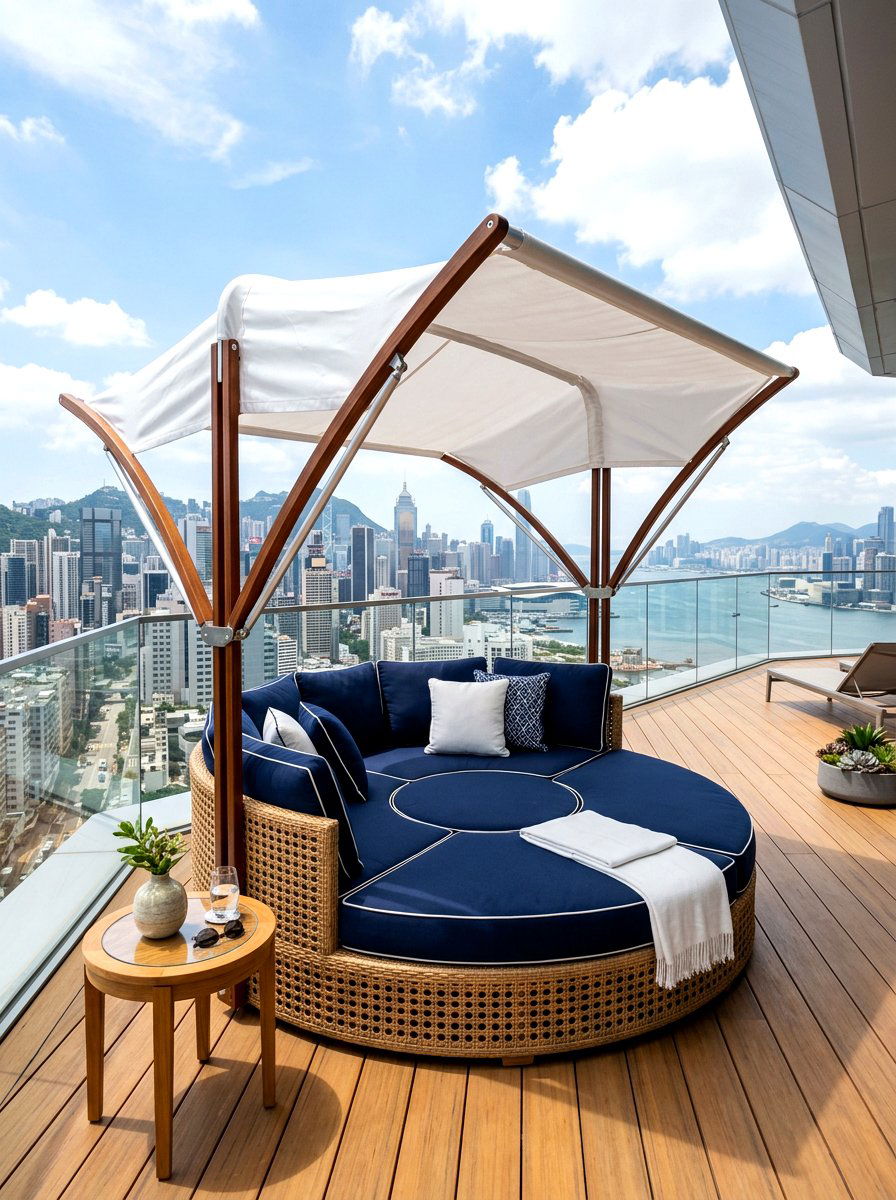 Outdoor daybed with canopy - 30 deck lounge furniture ideas