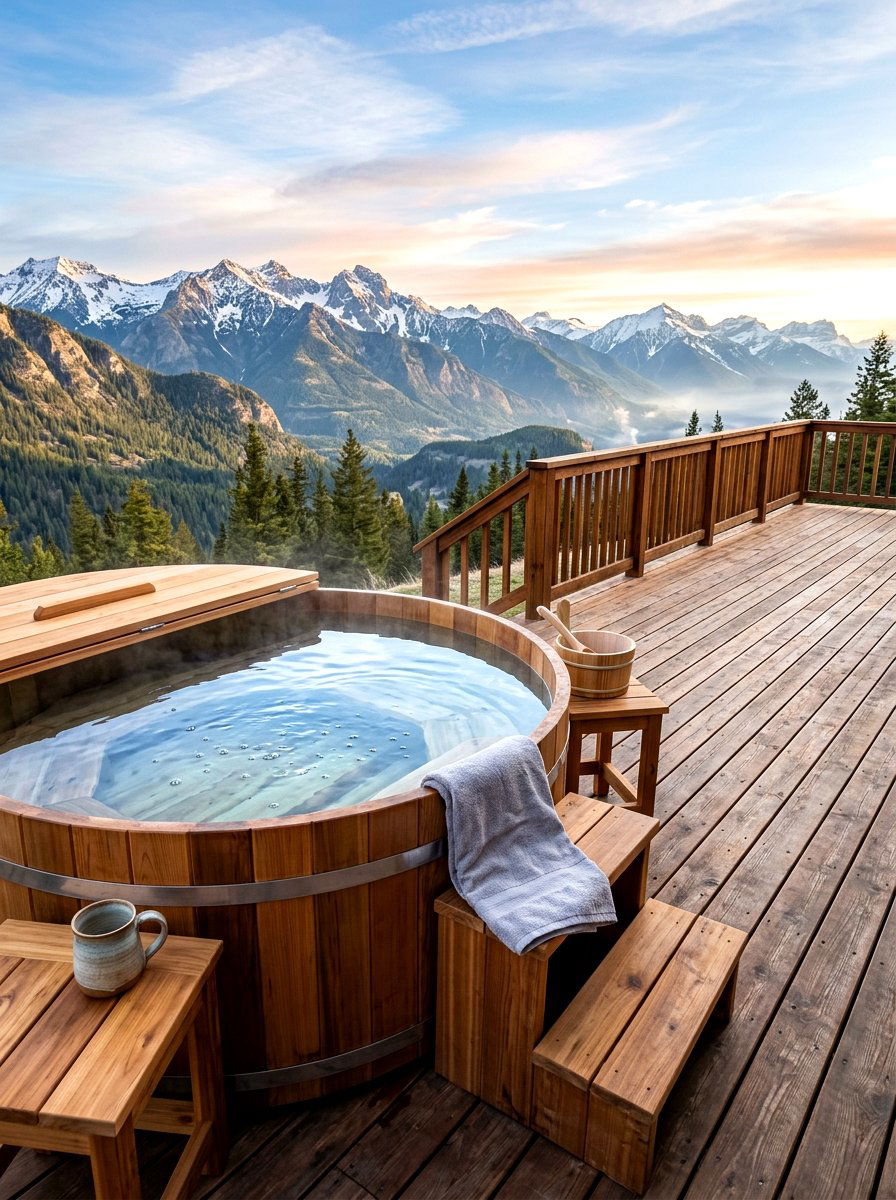 Outdoor deck cold plunge - 30 contrast therapy bathroom ideas