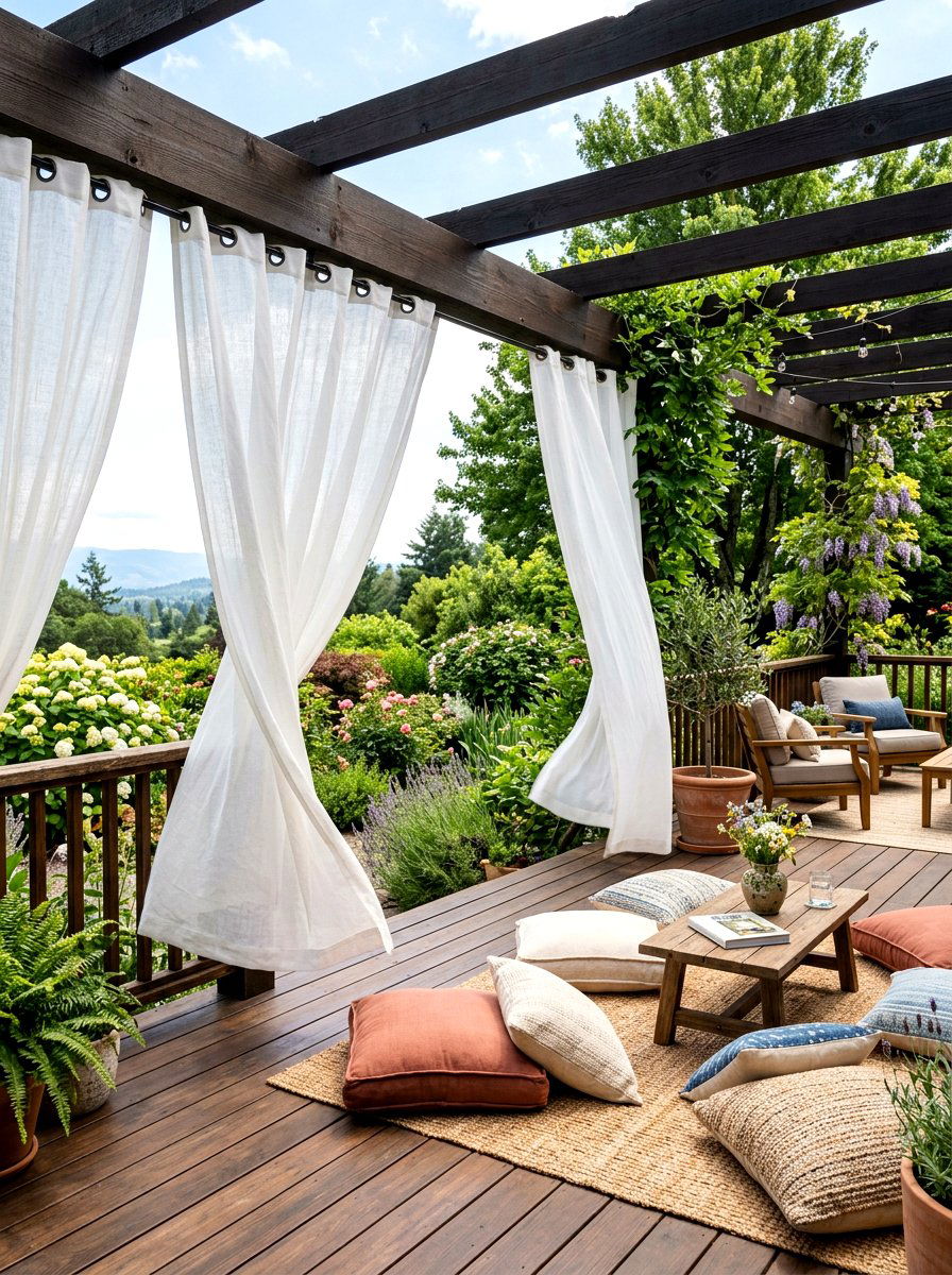 Outdoor deck curtains - 30 deck shade ideas