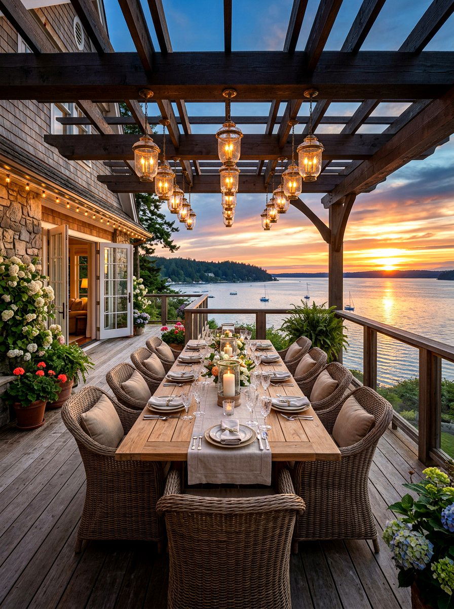 Outdoor dining area - 30 lake house porch ideas