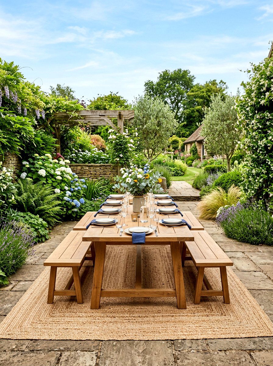 Outdoor dining area setup - 30 long narrow backyard ideas