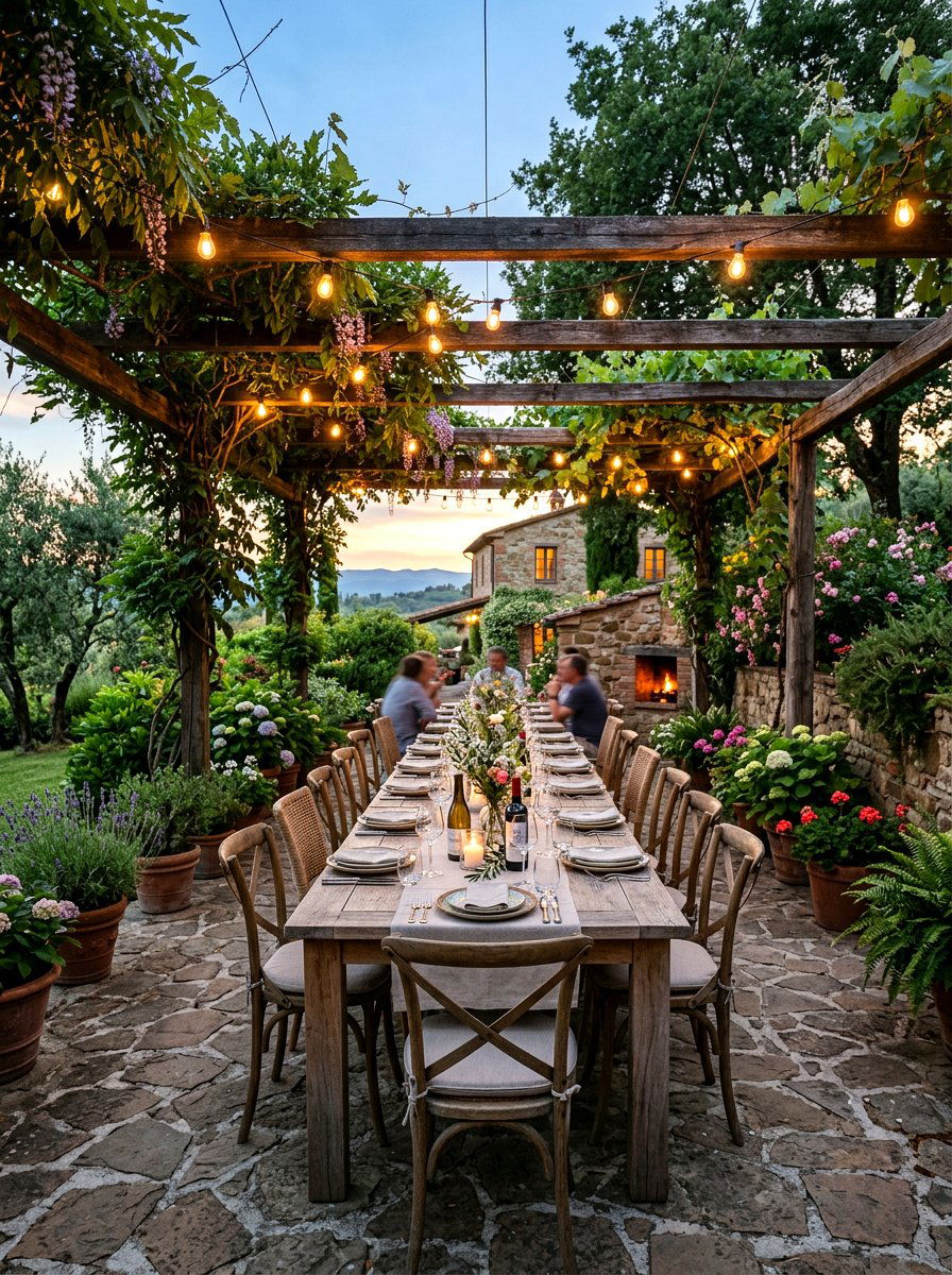Outdoor dining patio - 30 Mediterranean summer decor ideas