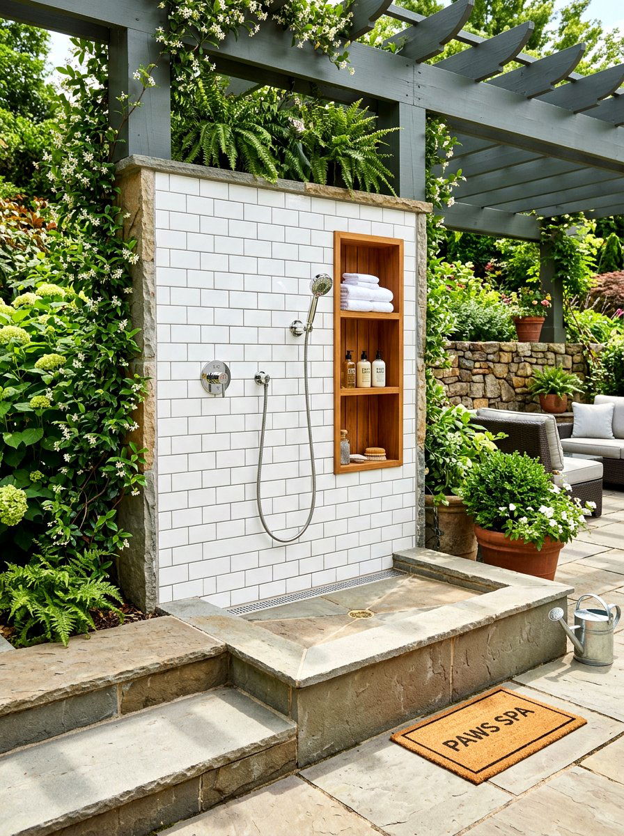 Outdoor dog wash station - 30 dog friendly backyard luxury ideas